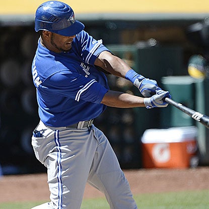 Edwin Encarnacion goes 2 for 4, including hitting his 29th homer of the season, to lift the Blue Jays past the A's. (Getty Images)