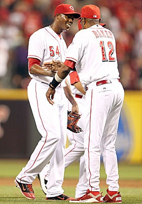 A common sight lately: Chapman chalks up another save. (Getty Images)