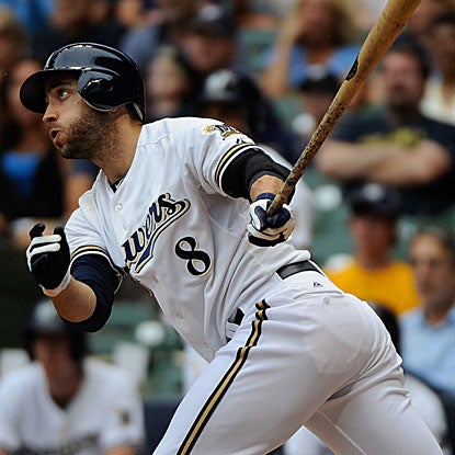 Ryan Braun's RBI double in the eighth inning drives in the Brewers' go-ahead run and breaks an 0-for-18 slump. (Getty Images)