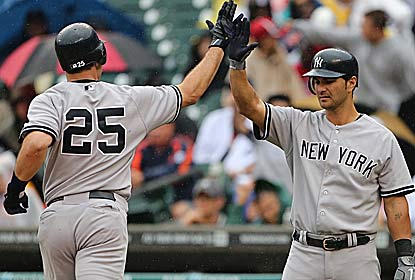 Mark Teixeira  and  Eric Chavez hit solo home runs on consecutive pitches in the eighth inning to put the Yanks ahead for good. (Getty Images)