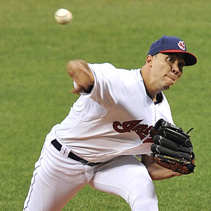 Ubaldo Jimenez allows three runs in six innings while striking out a season-high 10 batters in the Indians' victory. (Getty Images)