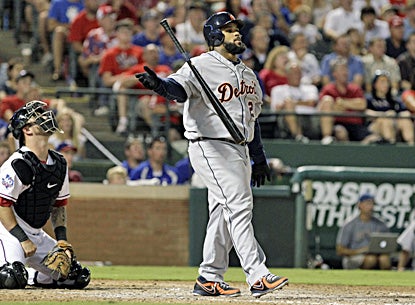 Detroit's Prince Fielder watches as his home run sails over the wall during the sixth inning. (AP)