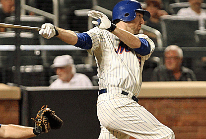 Mets first baseman Ike Davis drives in two runs on a pair of singles as New York cools off the Braves.  (US Presswire)