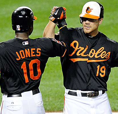 Orioles DH Chris Davis connects for three home runs in the first six innings vs. the Blue Jays.  (Getty Images)