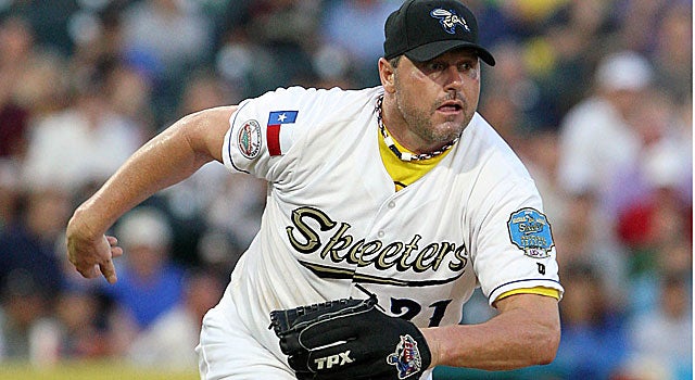 Rogers Clemens throws 3 1/3 scoreless innings for the Sugar Land Skeeters on Saturday night. (Getty Images)