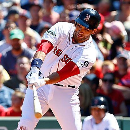 James Loney collects an RBI single in his first game as a member of the Boston Red Sox. (Getty Images)