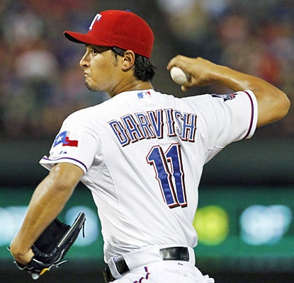 Yu Darvish shows his nasty side as he whiffs 10 batters through seven shutout innings against the Rays. (AP)
