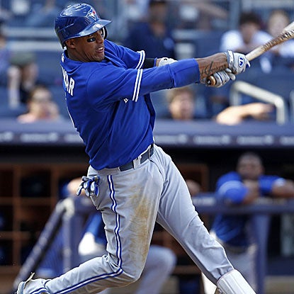 Yunel Escobar connects for a two-run homer, three doubles and ties a career-high with five RBI in the Blue Jays' win. (Getty Images)
