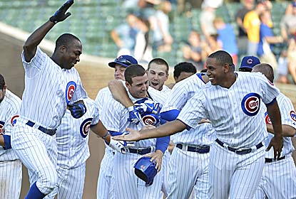 Alfonso Soriano's RBI single caps a three-run comeback for the Cubs and allows Jonathan Lucroy's 7 RBI to go for naught. (Getty Images)
