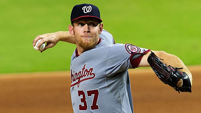 Stephen Strasburg has thrown 150 1/3 innings to this point, and leads the NL with 186 strikeouts. (US Presswire)