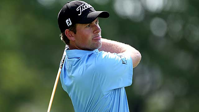 Webb Simpson joins Rory McIlroy, Bo Van Pelt and Graham DeLaet for the lead in the BMW. (Getty Images)