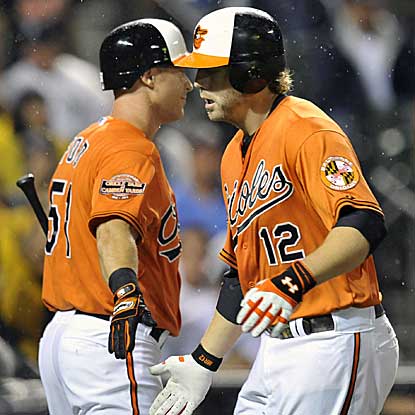 Mark Reynolds (right) and Lew Ford hit back-to-back homers in the second inning to dig the O's out of an early 2-0 deficit. (US Presswire)