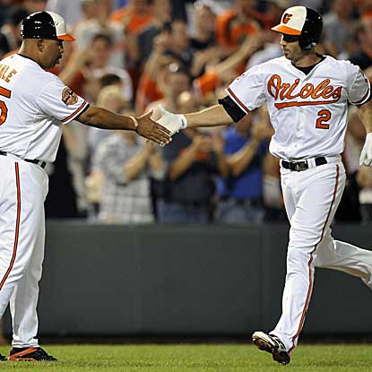 J.J. Hardy homers twice in the Orioles' win for his ninth career multi-homer game and the second this season.  (US Presswire)