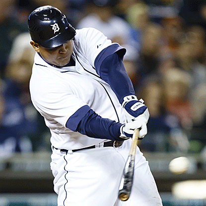 Miguel Cabrera hits two homers and matches a career high with six RBI to lead the Tigers' rout of the A's. (US Presswire)