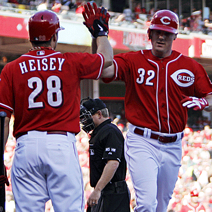 Jay Bruce's homer helps the Reds defeat the Dodgers to become the first team to clinch a division title this season. (US Presswire)