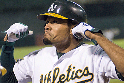 Coco Crisp returns to the A's lineup with a bang, connecting for a home run and finishing a triple shy of the cycle.  (US Presswire)