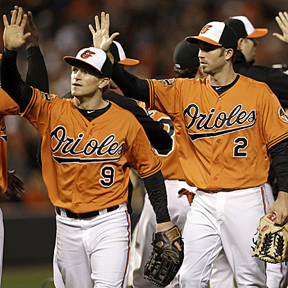 The O's hold on to defeat the Red Sox and, with four regular season games remaining, are tied with the Yankees for first place. (AP)