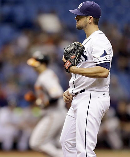 James Shields strikes out a club-best 15 batters, but suffers the loss after serving up a solo shot to Chris Davis. (AP)