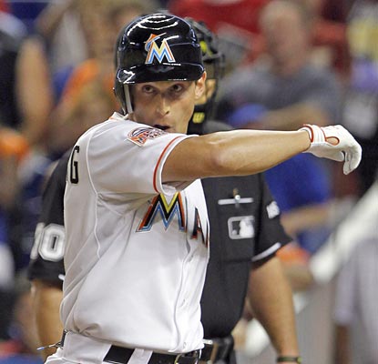 Seven years after his major-league debut, Adam Greenberg finally gets an official at-bat, striking out vs. R.A. Dickey.  (AP)