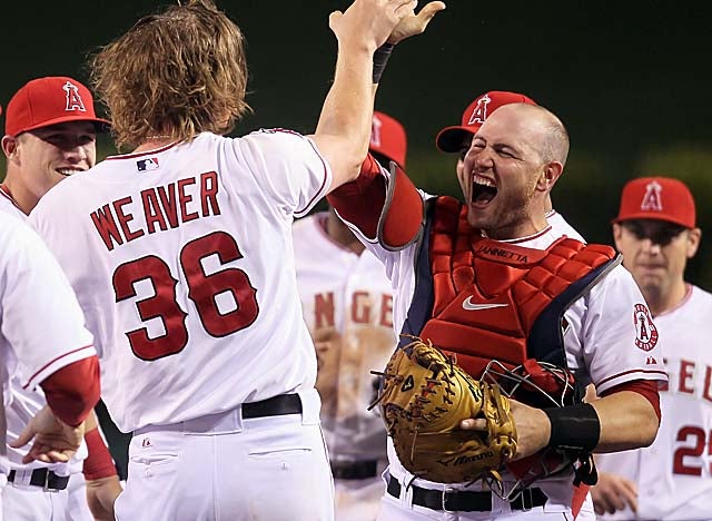 Iannetta, who caught Jered Weaver's no-hitter in May, re-signs with L.A. for three more years. (Getty Images)