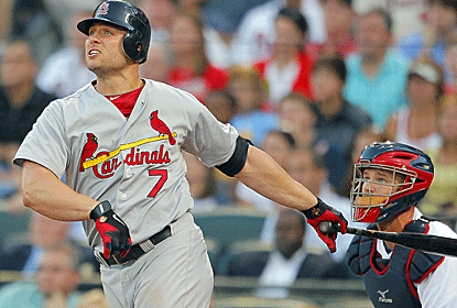 Lost in the chaos of the infamous infield-fly call was Matt Holliday's solo blast that gets the Cards going.  (AP)