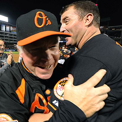 The Orioles handle the Rangers to win their one-game playoff and advance to the divisional series against the Yankees. (AP)