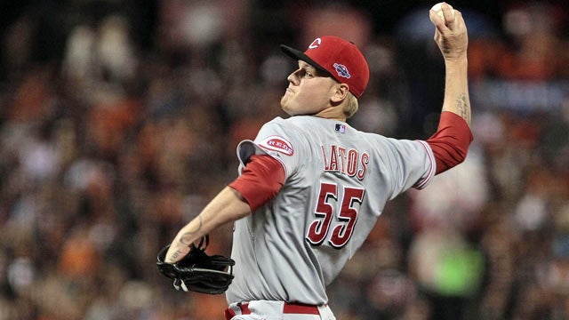 Think Mat Latos minded pitching on such short notice? 'I'd pitch in no socks if I had to.' (US Presswire)