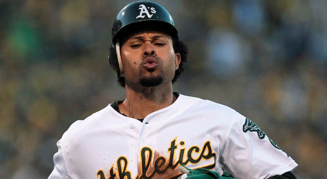Coco Crisp atones for his error in Game 2 with a great catch to save a run in Game 3. (US Presswire)