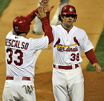 The Cardinals' middle infield of Daniel Descalso and Pete Kozma has been lights out this postseason.  (US Presswire)