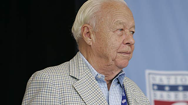 Lee MacPhail made the HOF in 1998, joining his father, Larry, as the only father-son members. (Getty Images)