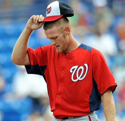 Stephen Strasburg pitches in his first game since September 7 and gives up a homer in the first inning. (USATSI)  