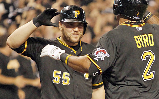 Russell Martin, who plays hero on offense, is just the second Pirate to hit two HRs in a postseason game. (USATSI)