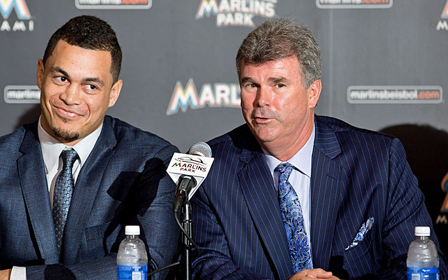 Miami GM Dan Jennings, right, has no managerial experience in the majors. (Getty)