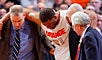 Arinze Onuaku sustains a knee strain late in the game. 
