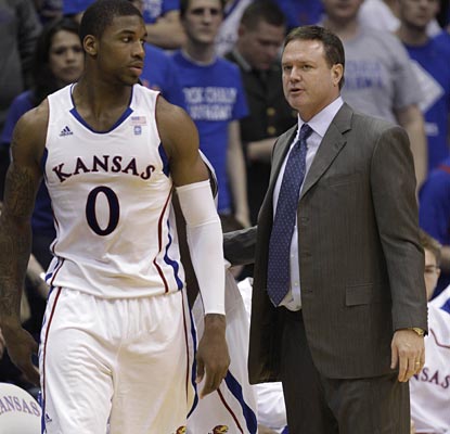 Bill Self pushes all the right buttons -- and sends in all the right players -- to give KU a record-breaking win.  (AP)