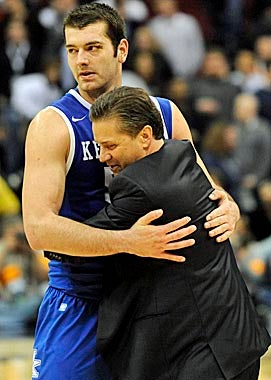 John Calipari showed Josh Harrellson his more emotional side in March. (US Presswire)