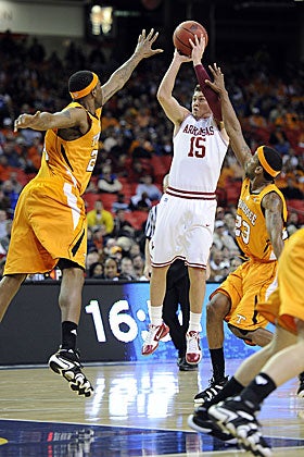 Rotnei Clarke raises up over Tennessee defenders. Will he be shooting for Brad Stevens next? (US Presswire)