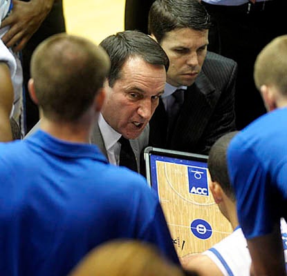 In his 37th season as a college coach, Mike Krzyzewski improves his career record to 902-284 as Duke downs Presbyterian. (Getty Images)