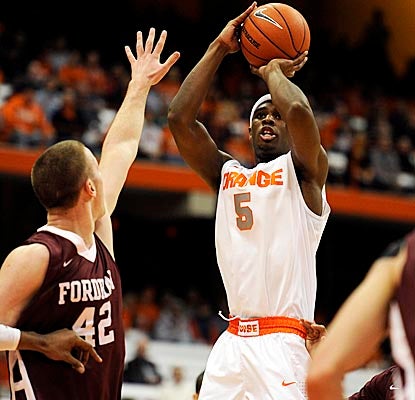 C.J. Fair pulls up for a jumper in No. 5 Syracuse's season opener vs. Fordham. (US Presswire)