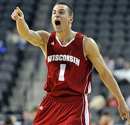 Wisconsin guard Ben Brust knocks down seven 3s in Wisconsin's victory over BYU. (AP)