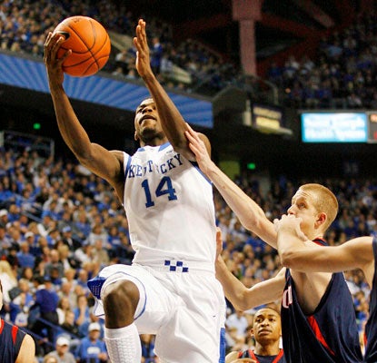 Kentucky's Michael Kidd-Gilchrist flies toward the rim and the Wildcats win yet another game at Rupp Arena.  (US Presswire)