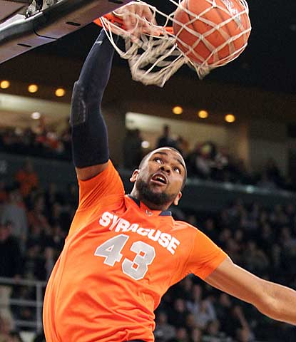James Southerland throws down a dunk in the second half for top-ranked Syracuse.  (US Presswire)