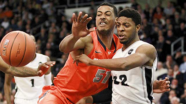 Fab Melo starts every game for Syracuse, but doesn't get a starter's minutes (22.8 per game). (AP)