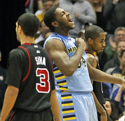 Marquette's Davante Gardner makes his presence felt as he puts up 17 points and six rebounds against the skidding Cardinals. (AP)
