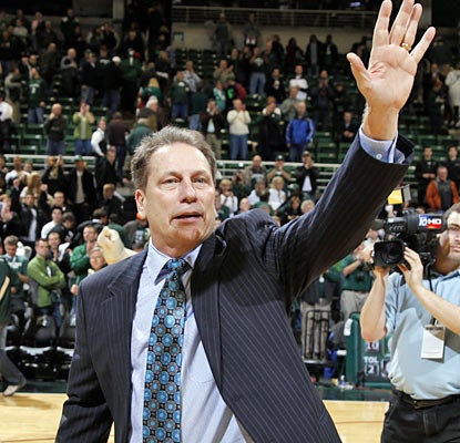 He gets emotional but Spartans coach Tom Izzo's 400th win comes in style as MSU routs Minnesota. (AP)