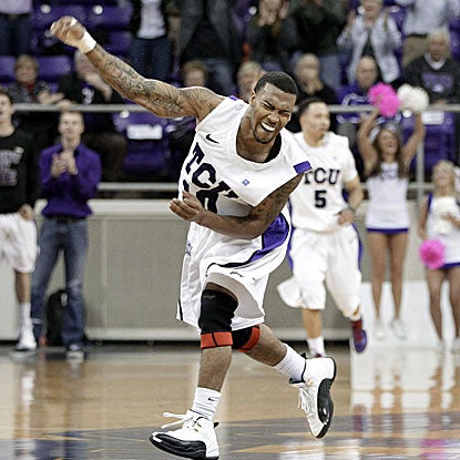 Hank Thorns scores eight of his career-high 32 points in overtime to lead TCU over UNLV.  (AP)