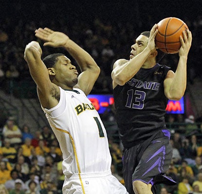 Baylor's Perry Jones III backs off as Angel Rodriguez (15 points, six assists) makes a move to the basket.  (US Presswire)
