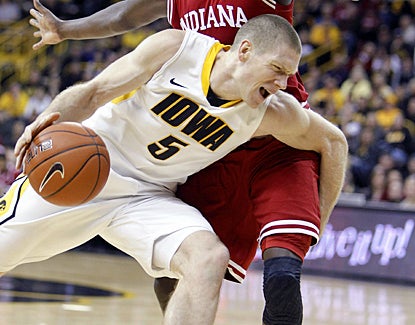Iowa's Matt Gaten tears apart Indiana's defense to score a career-high 30 points. (AP)