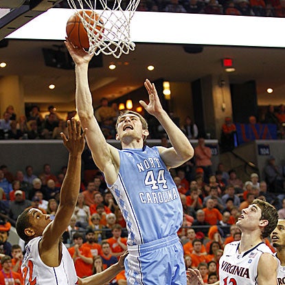 Tyler Zeller scores a game-high 20 points to help the Tar Heels win and stay tied with Duke atop the ACC.  (US Presswire)