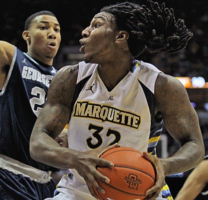 Jae Crowder carries Marquette with 26 points and 14 rebounds in his final home game for the Golden Eagles.  (Getty Images)